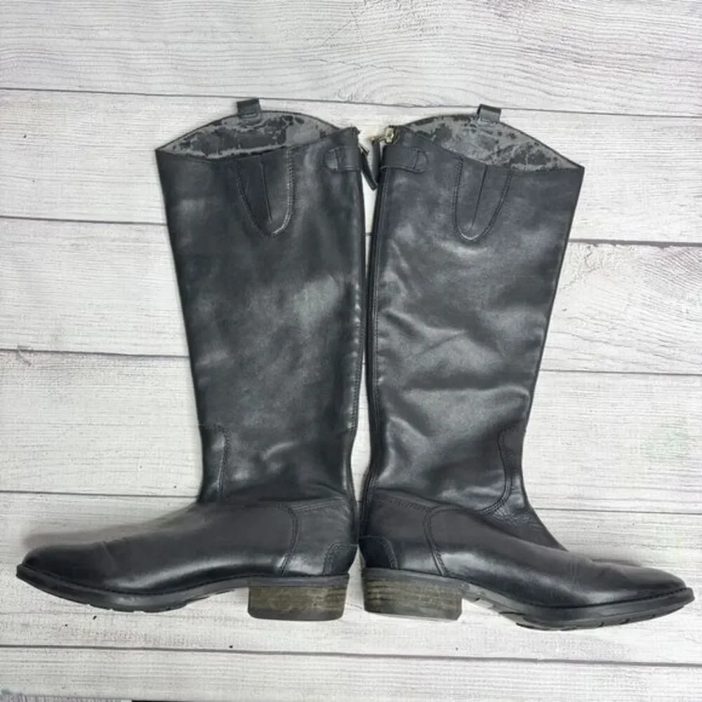 Sam Edelman Tall‎ Black Leather Penny Riding Boots Equestrian Style Winter Boots